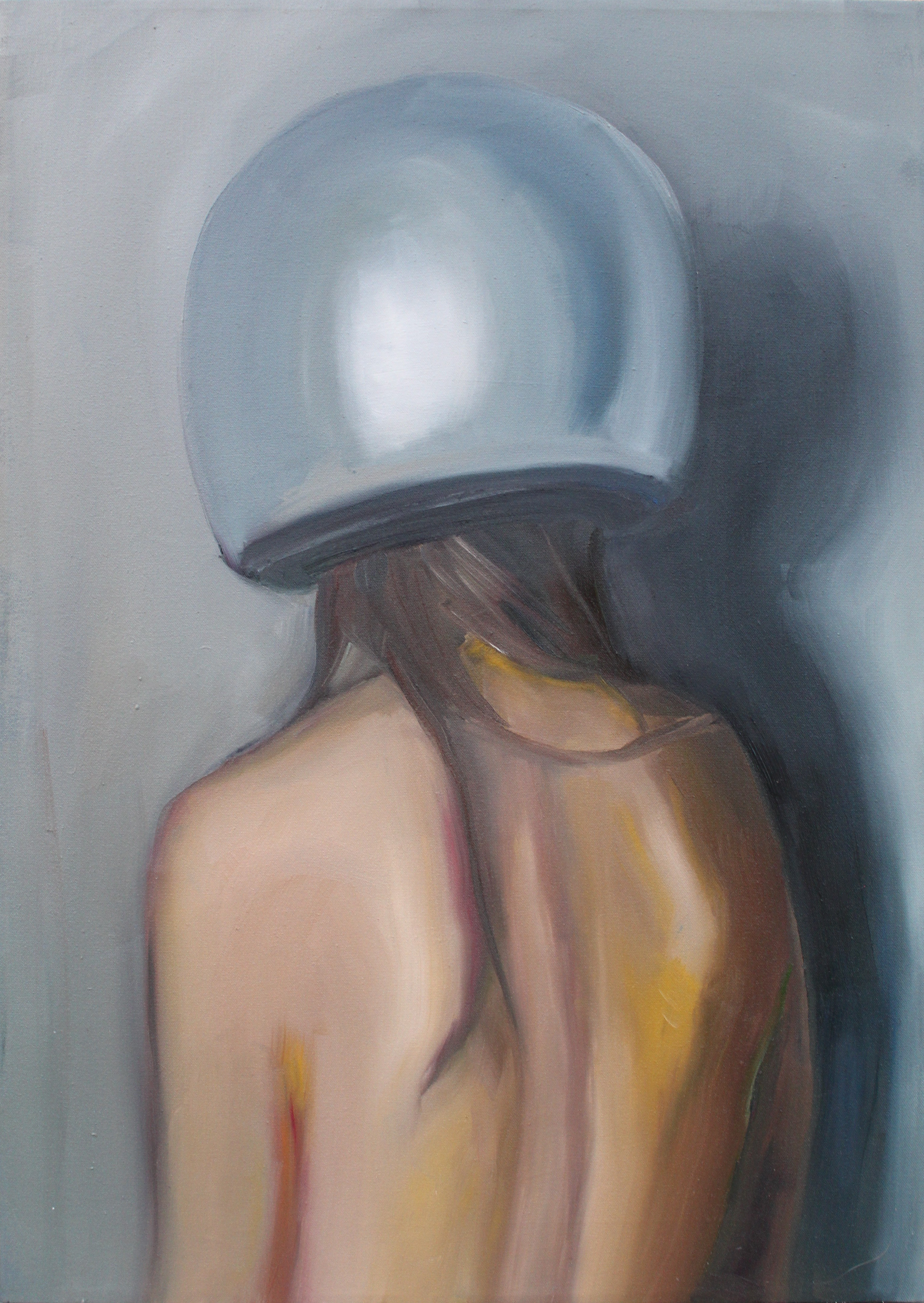 Woman in helmet, oil on canvas, 50 x 70 cm, 2017.