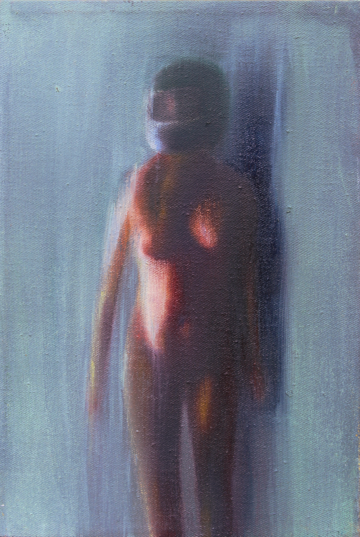 Adrienn Erdei Nude in front view, oil on canvas, 20 × 30 cm, 2015.