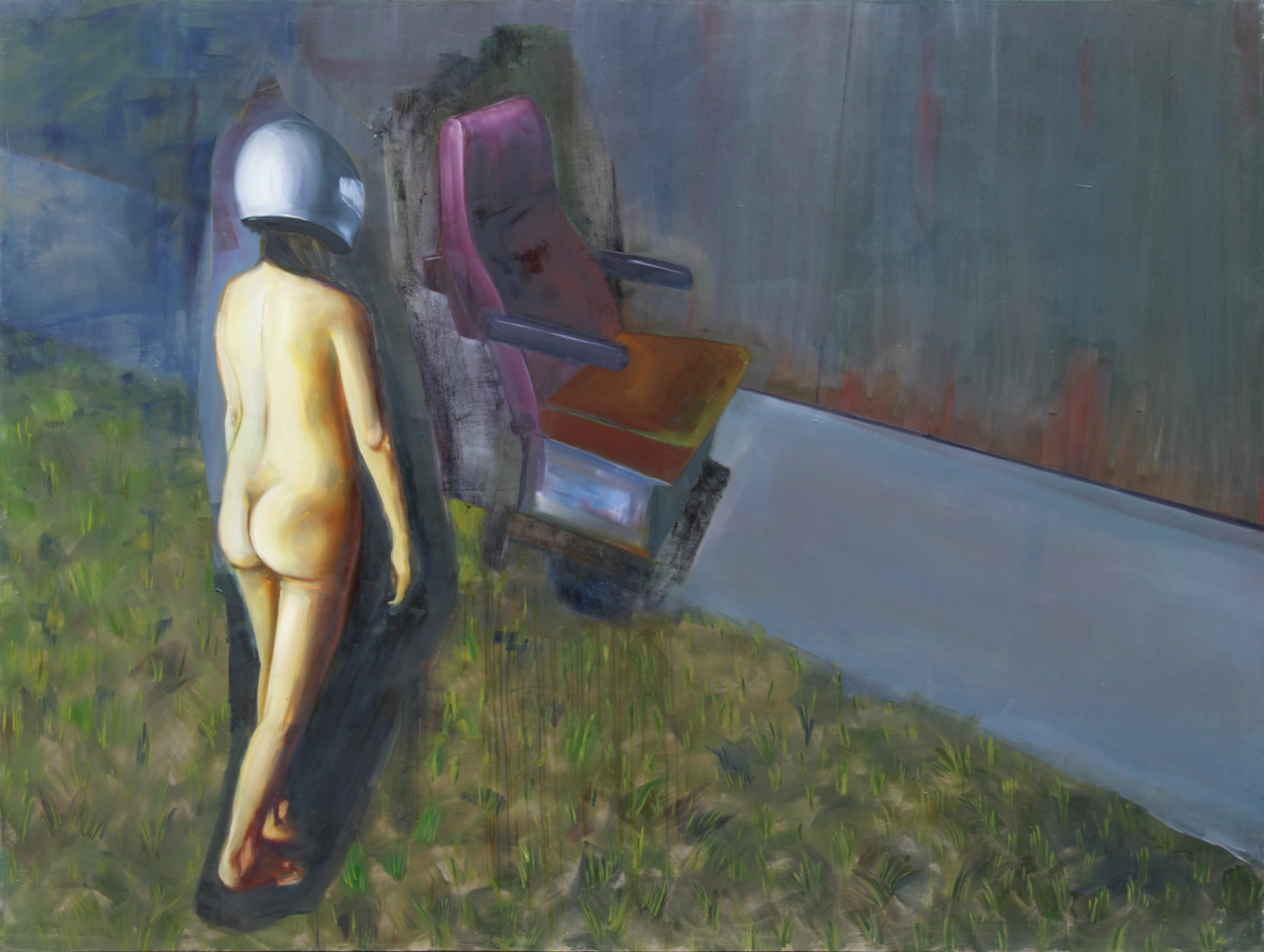 Adrienn Erdei Nude with chair, oil on canvas, 200 × 150 cm, 2016.