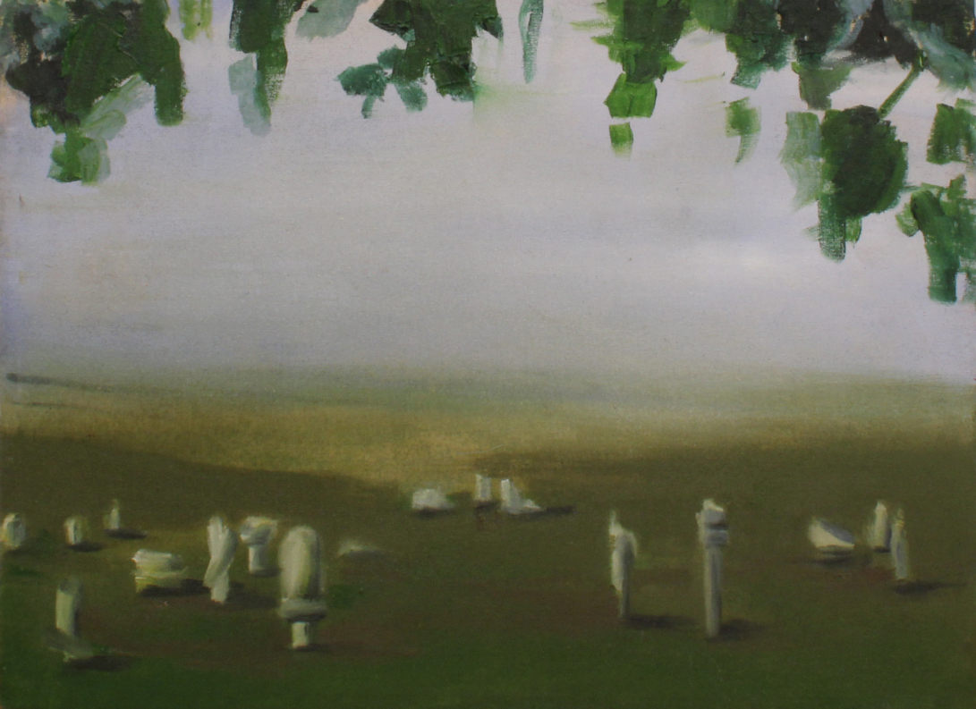“Villány sculpture cemetery” II, oil on canvas, 40 × 30, 2015.